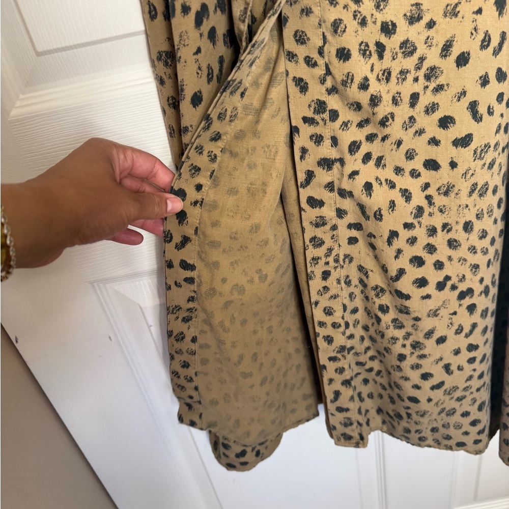 Cloth & Stone Leopard Print Maxi Shirt Dress Belted Button Front Size L Boho Chi - Picture 8 of 14